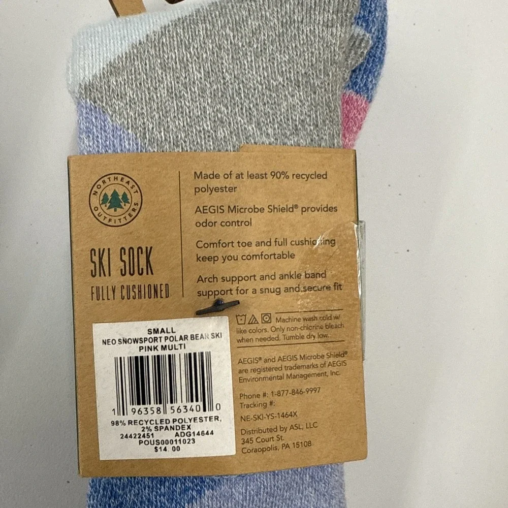 2- Northeast Outfitters 13c - 4 Youth Ski Socks Neo Snowsport Polar Bear Fully C